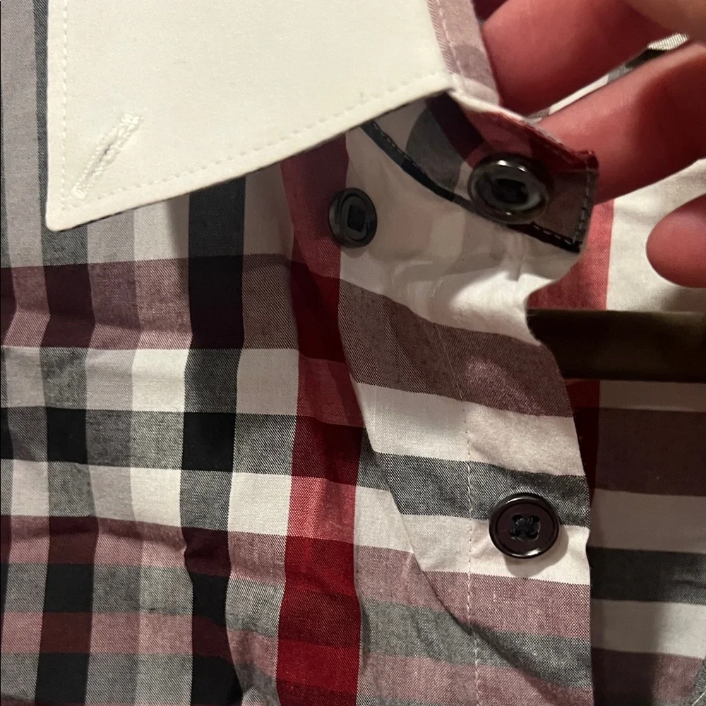 Express Men's Casual Plaid Shirt - Red, Black, White - Picture 4 of 9